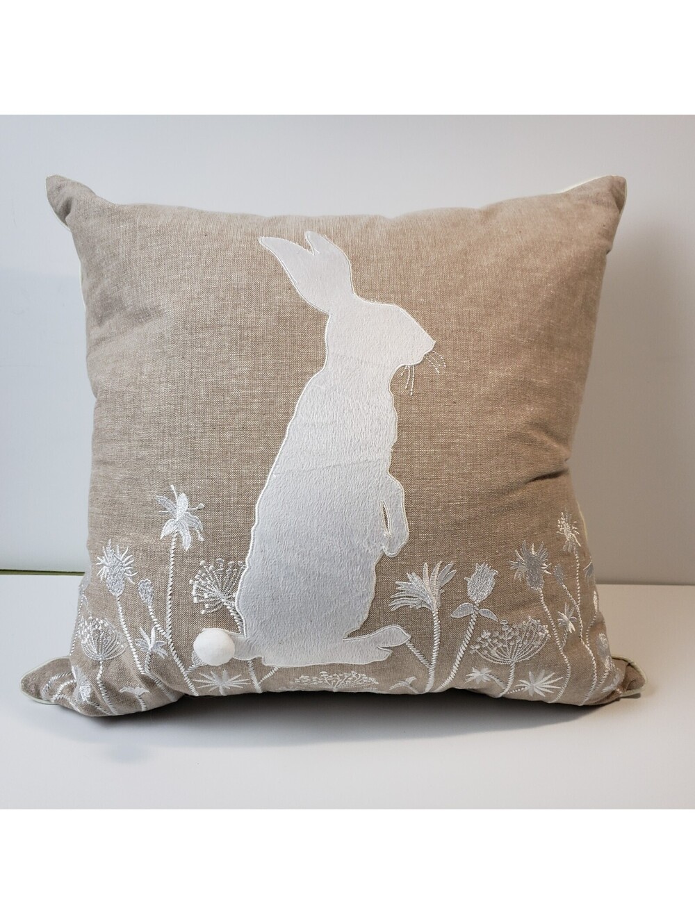 Saro Lifestyles Throw Pillow Bunny Rabbit Cotton Down/Feather Filled 18"